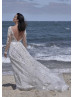 Ivory Lace Tulle V Back Charming Wedding Dress